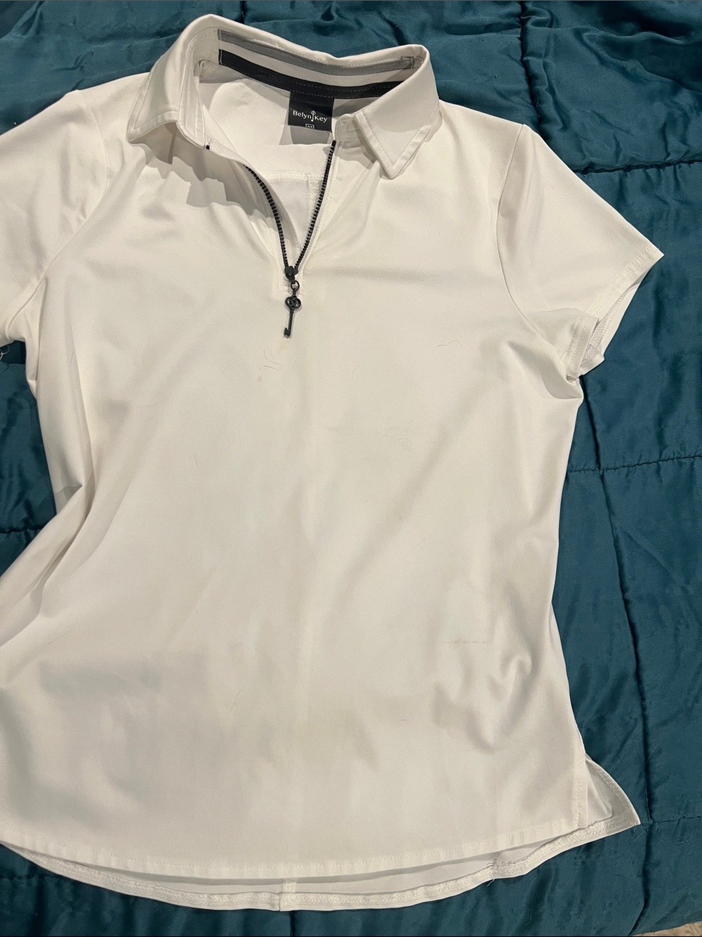 Belyn Key White Short-Sleeve Zip Polo